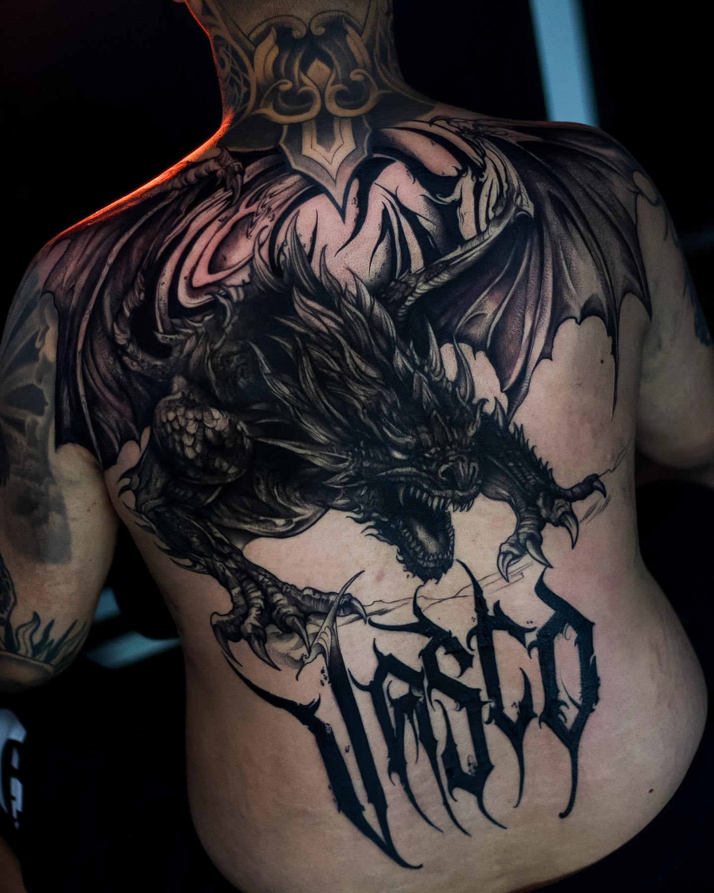 Intense Dragon Back Tattoo