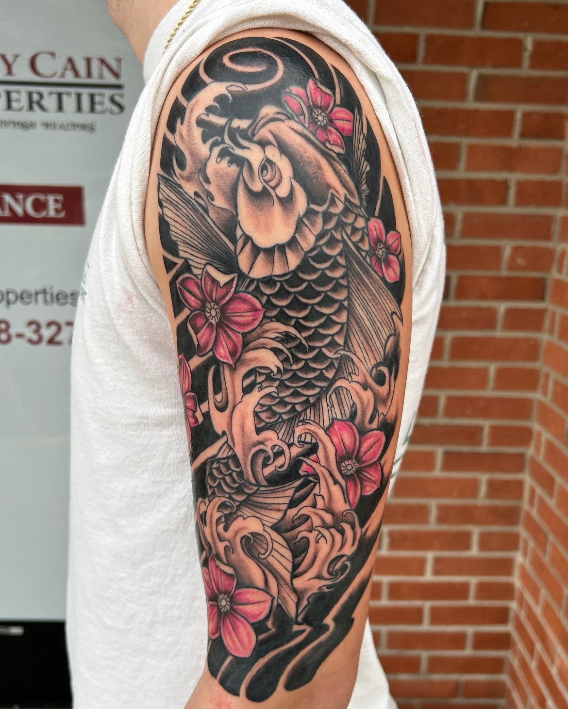 Koi in Bloom Waves