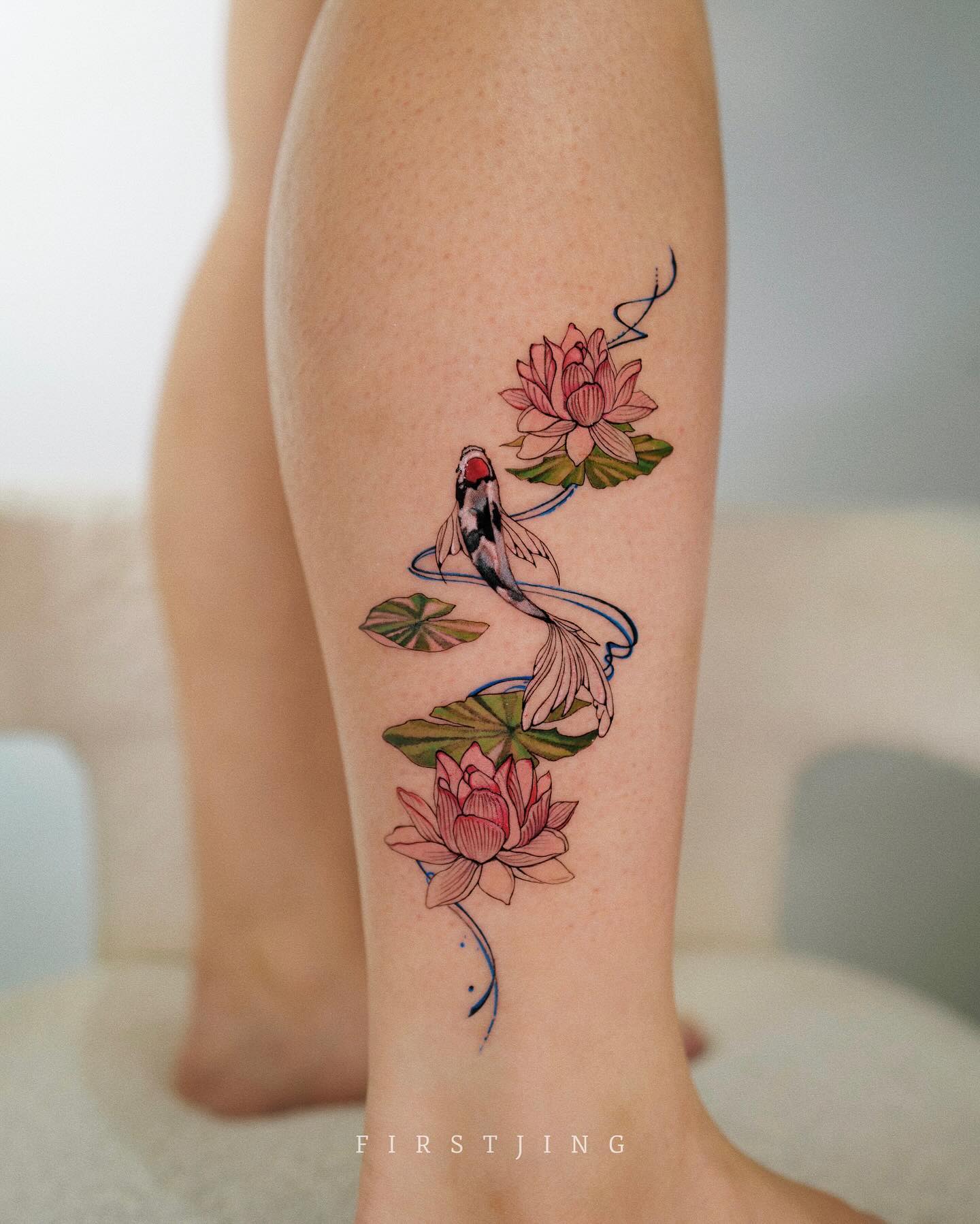 Koi floral linework