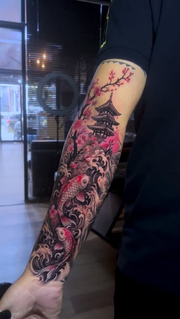 Koi Sakura Temple Sleeve