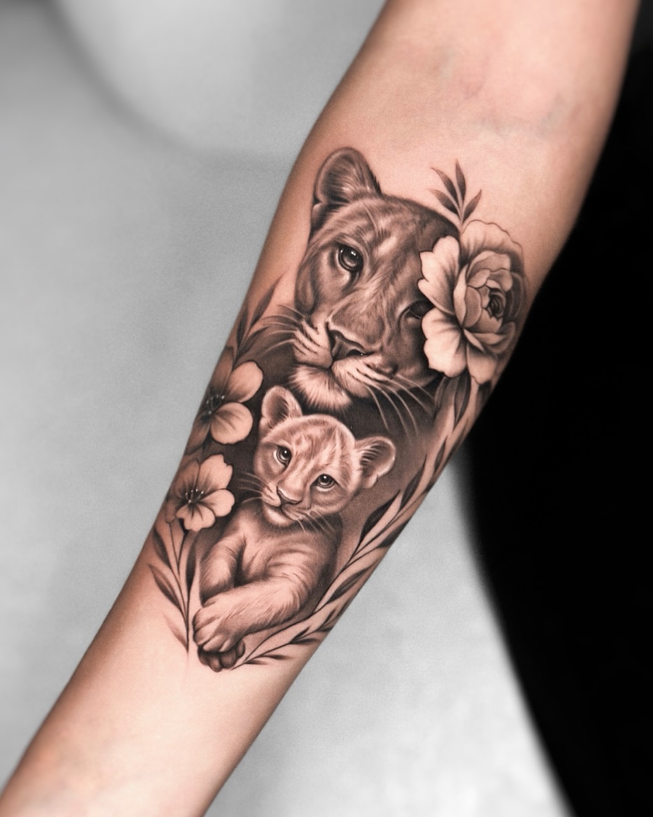 Lioness and Cub Portrait