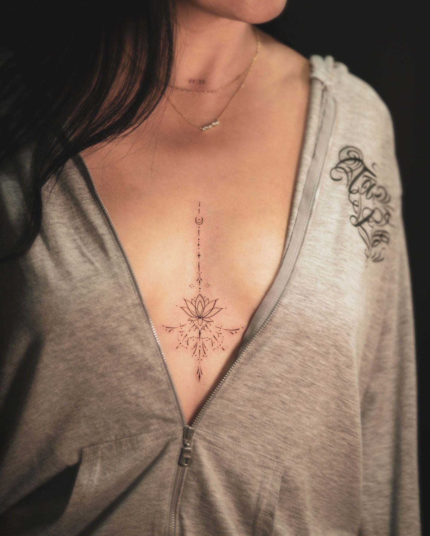 Lotus Dotwork Sternum
