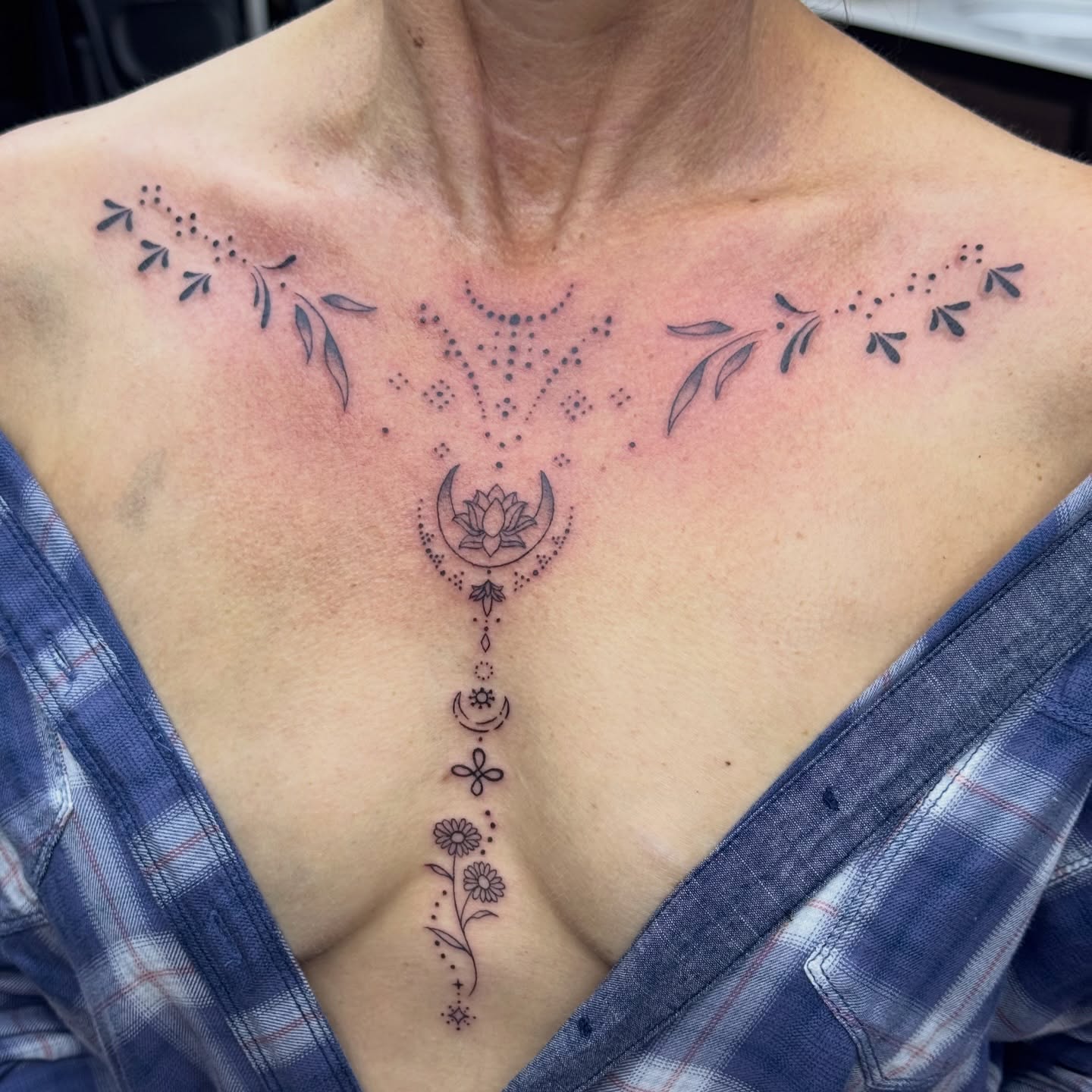 Lotus Dotwork Sternum