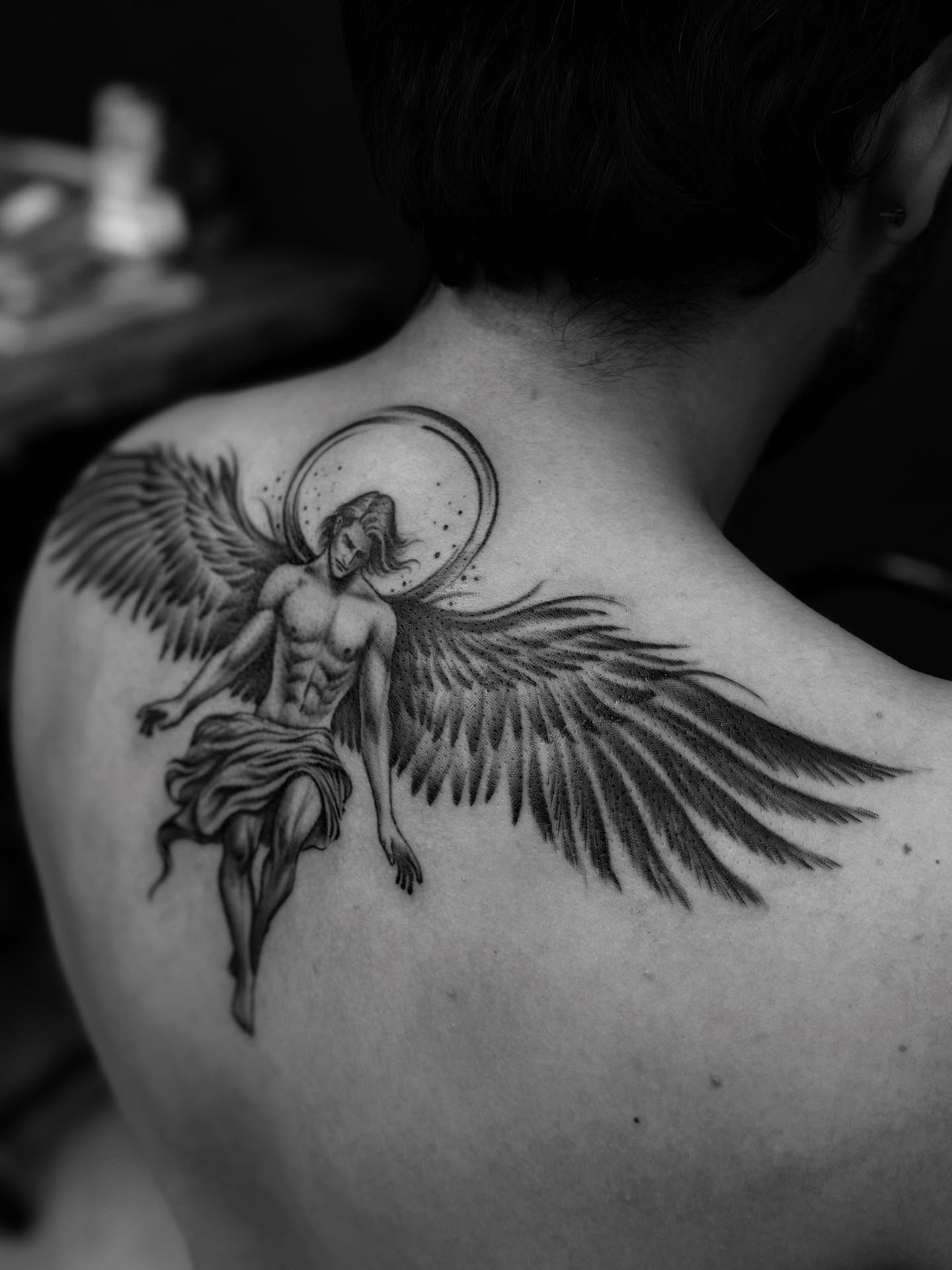 Majestic Angel Back Tattoo