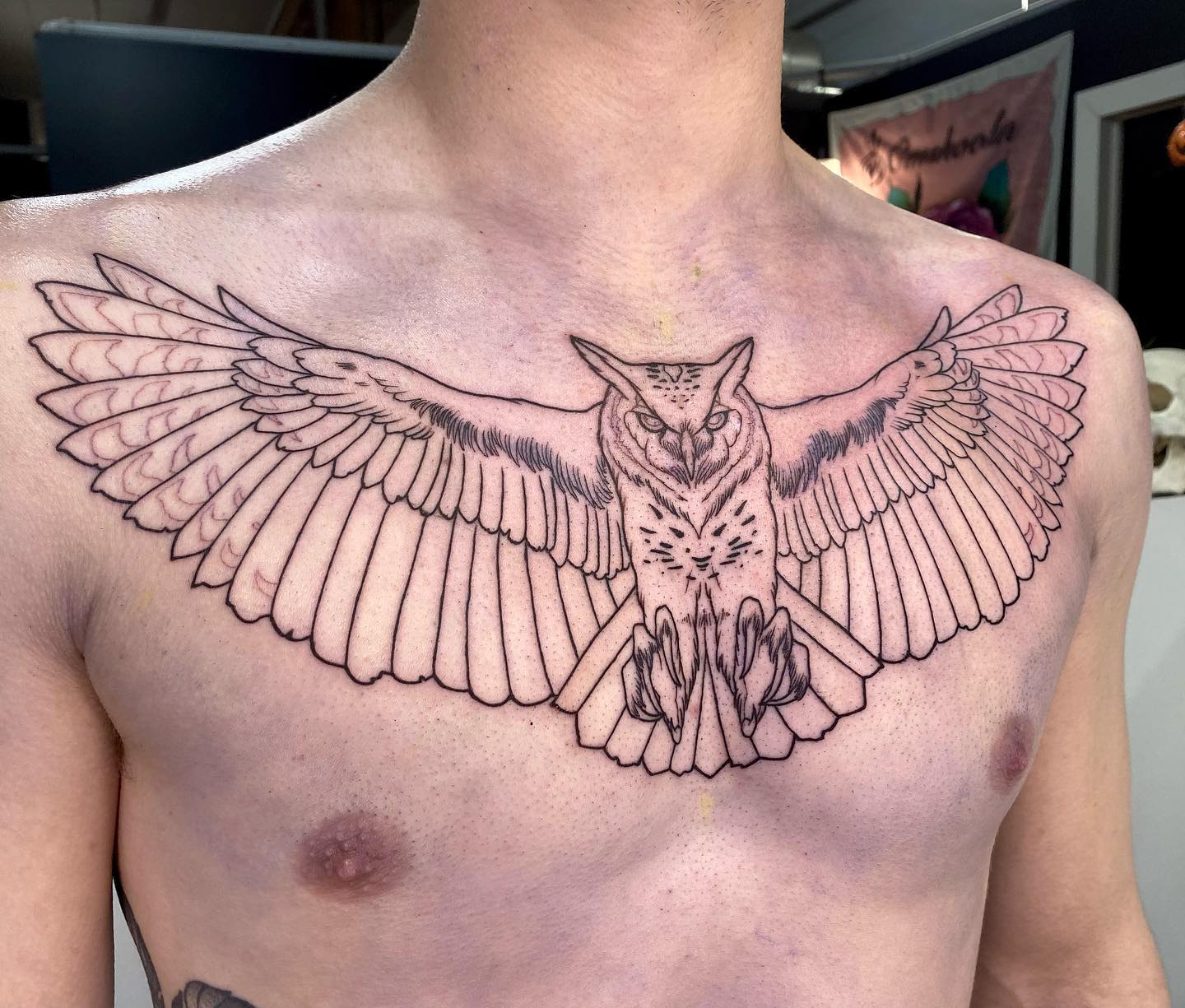 Majestic Owl Chest Tattoo