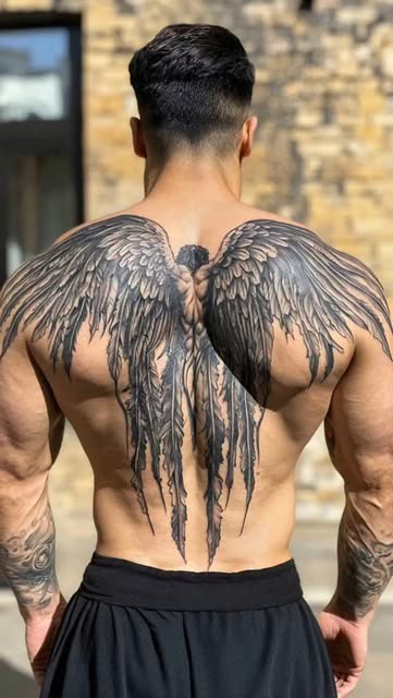 Majestic Winged Back Tattoo