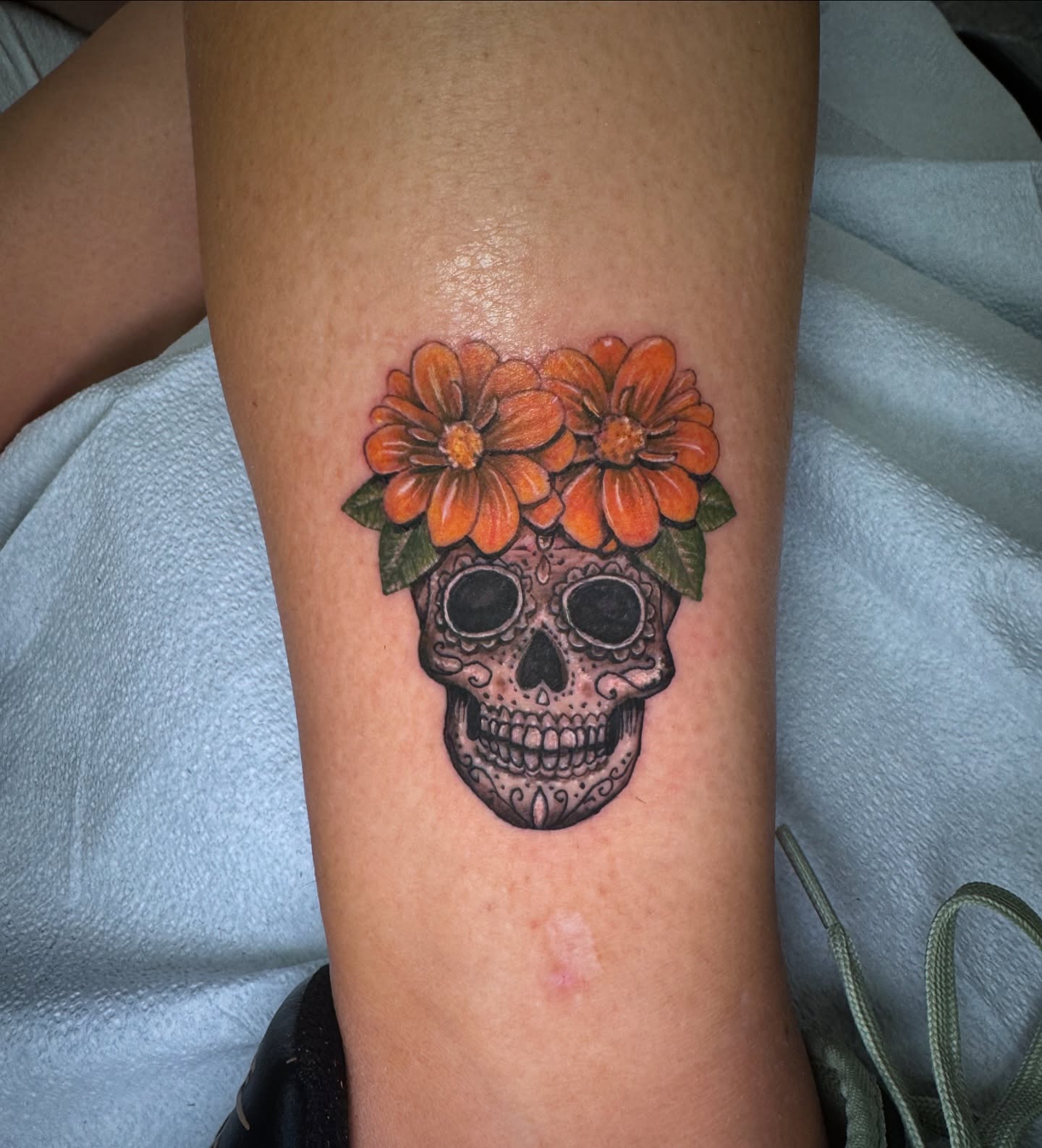Marigold Skull Bouquet