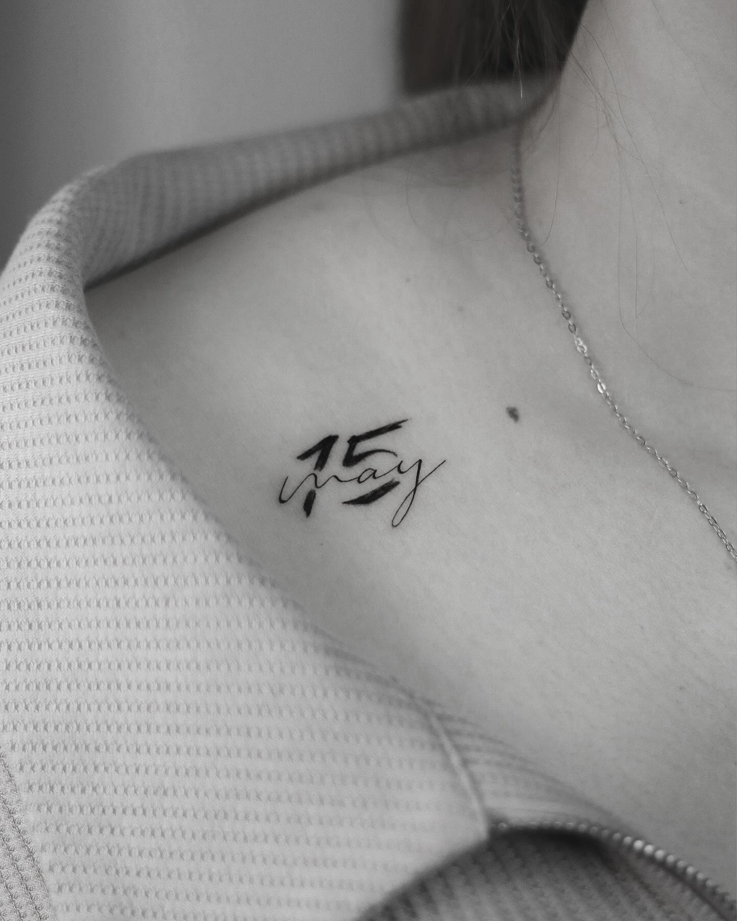 Minimal Date Script Tattoo