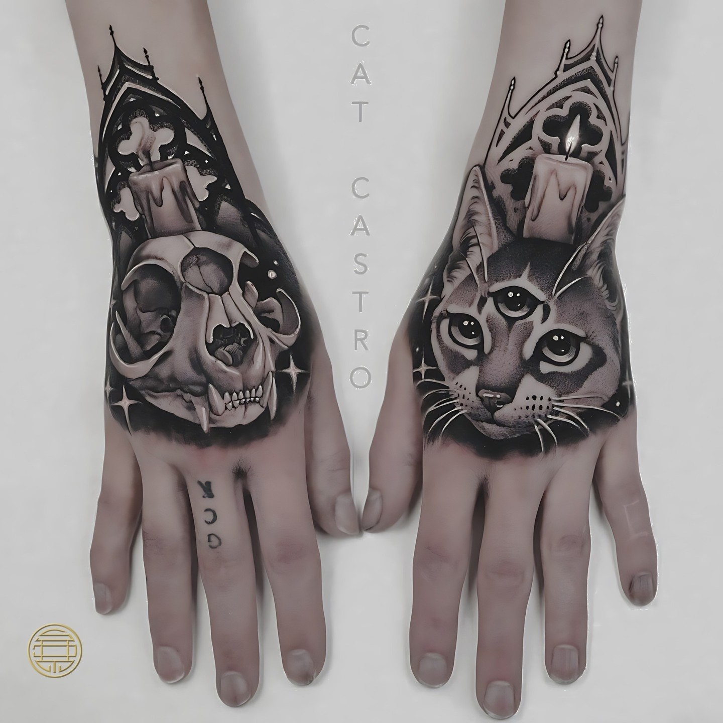 Mystical Cat Hand Tattoos