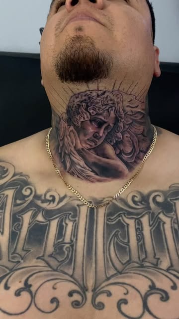 Neck Angel Tattoo