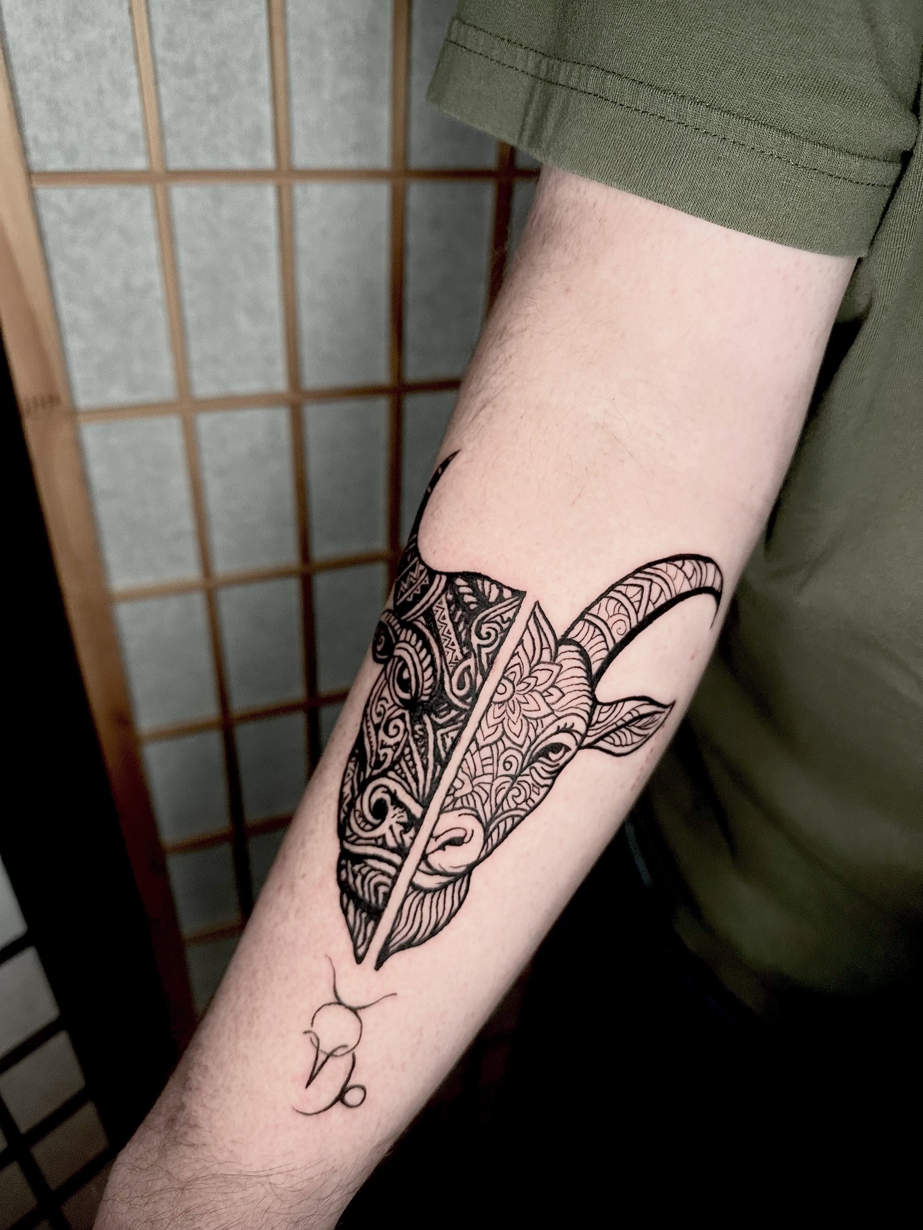 Ornate Taurus Zodiac Tattoo