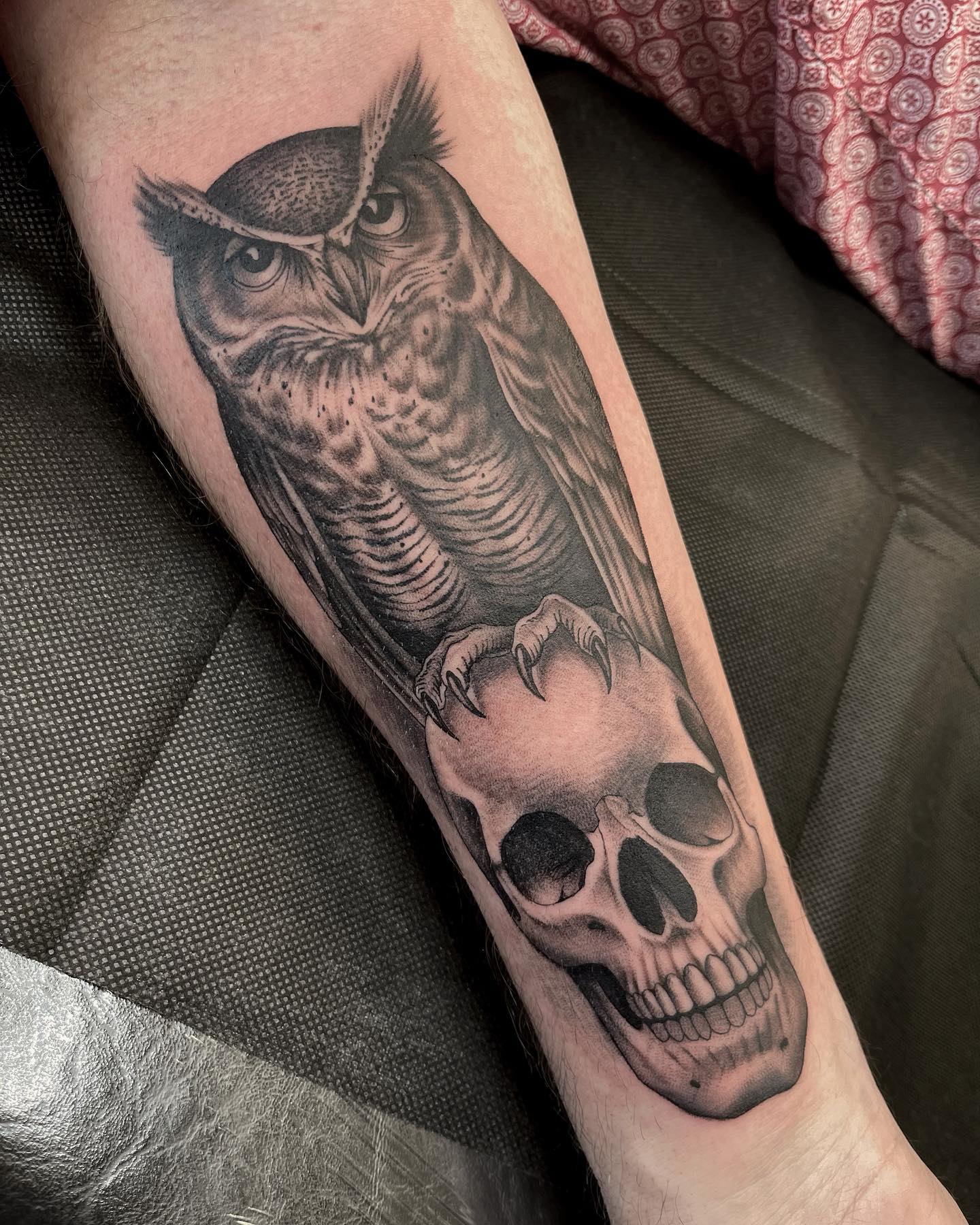 Owl on Skull Tattoo