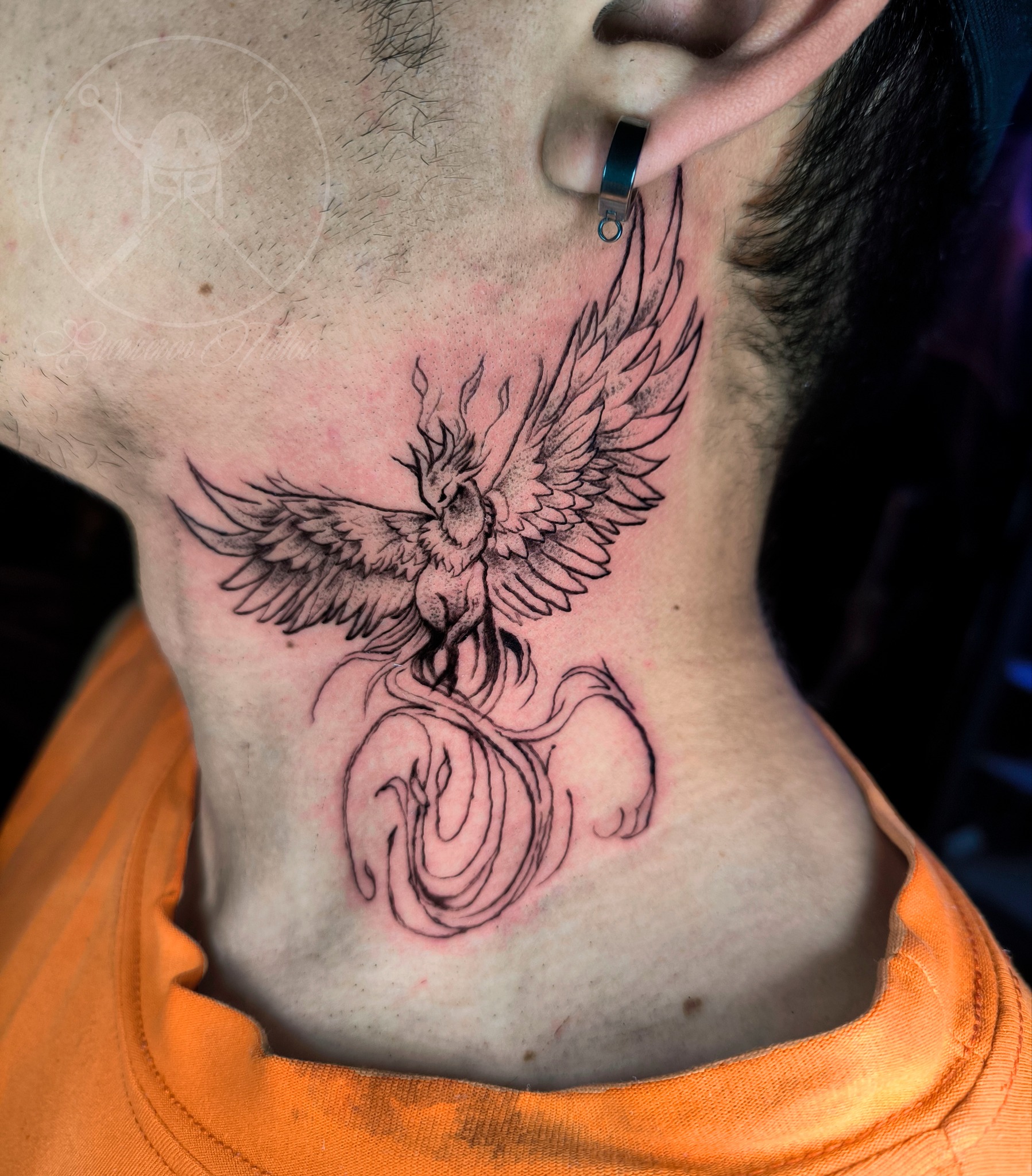 Phoenix Neck Tattoo