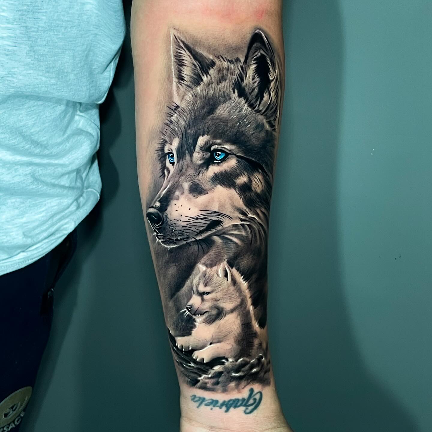 Lobo realista en negro