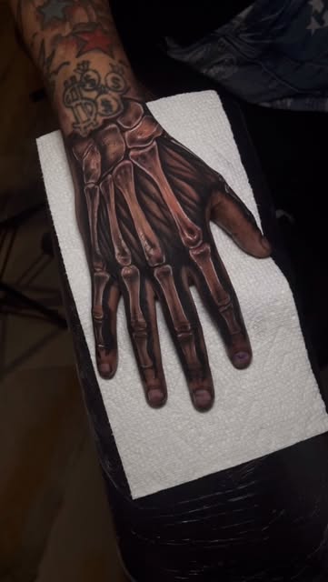 Realistic Hand Anatomy Tattoo