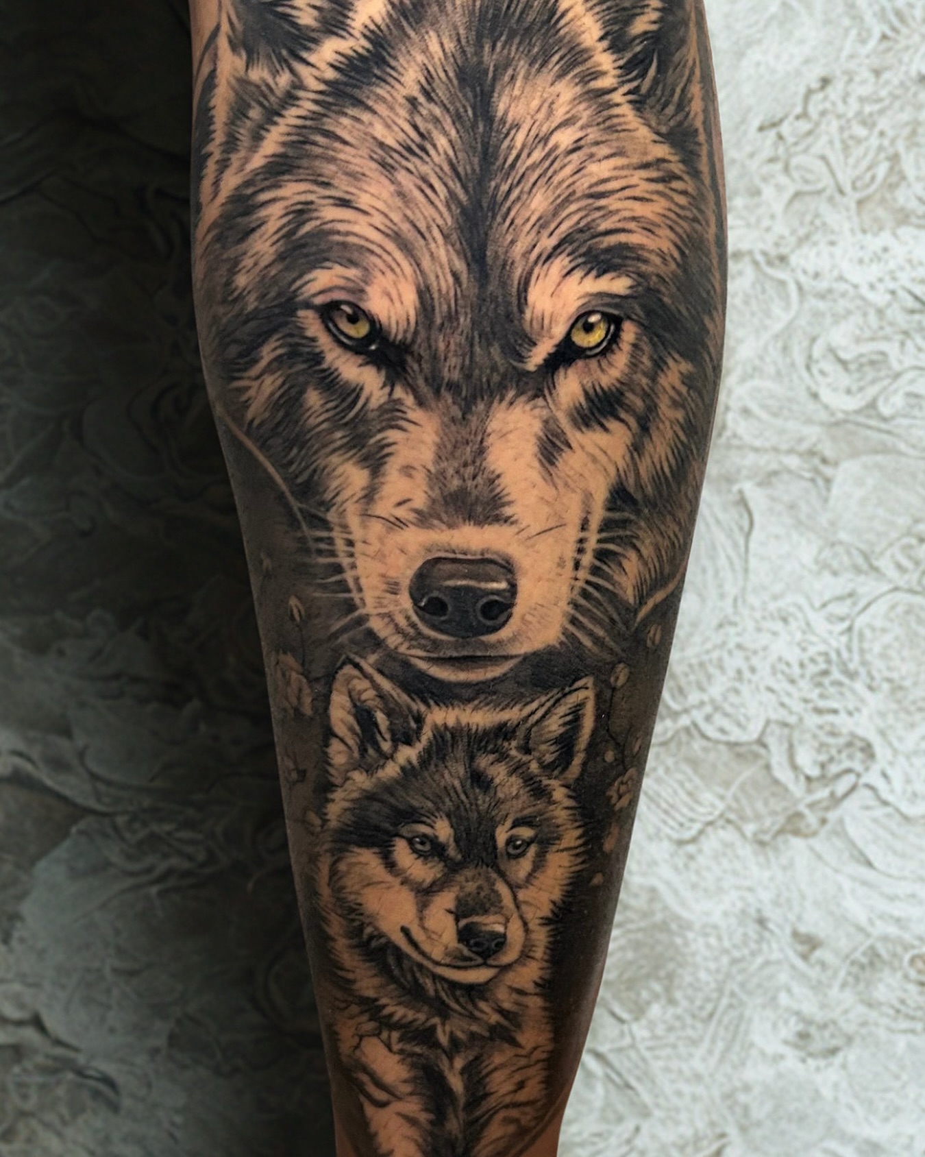 Lobos realistas en tinta