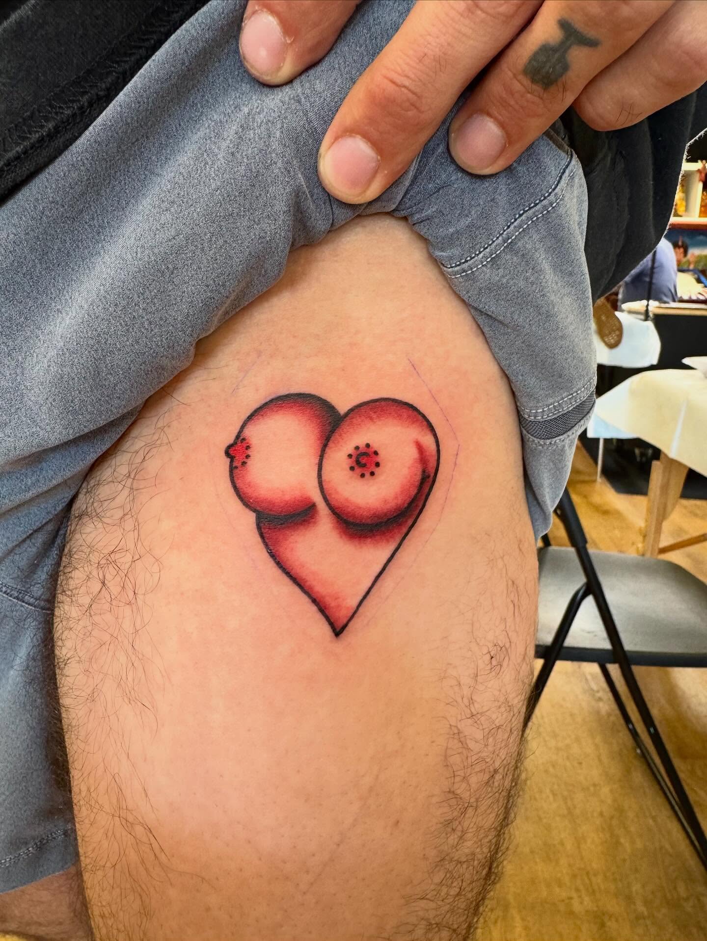 Heart Breasts Tattoo