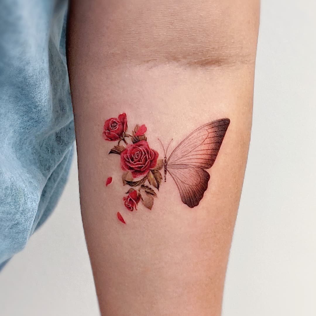 Rose & Butterfly Bloom