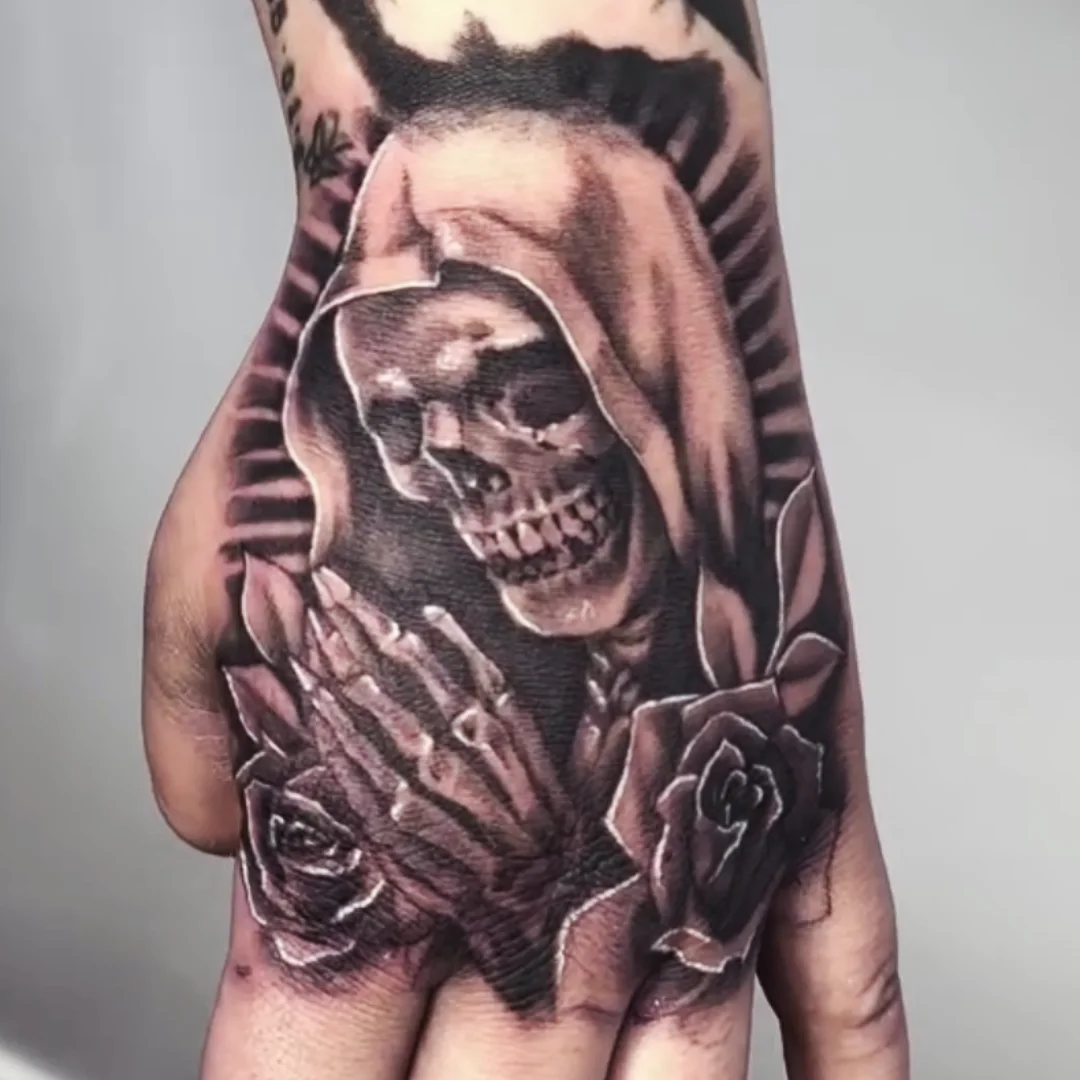 Santa Muerte Hand Tattoo