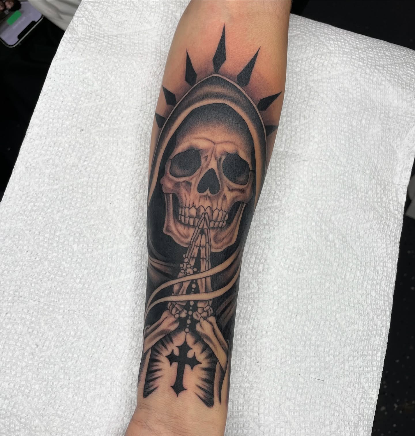 Santa Muerte Prayer Tattoo