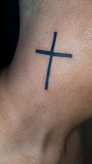 Simple Neck Cross Tattoo