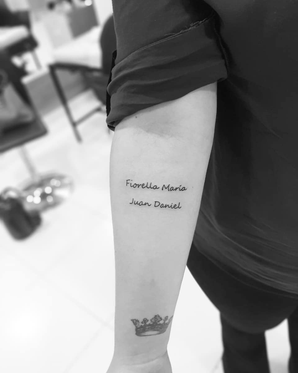 Mini Crown Name Tattoo