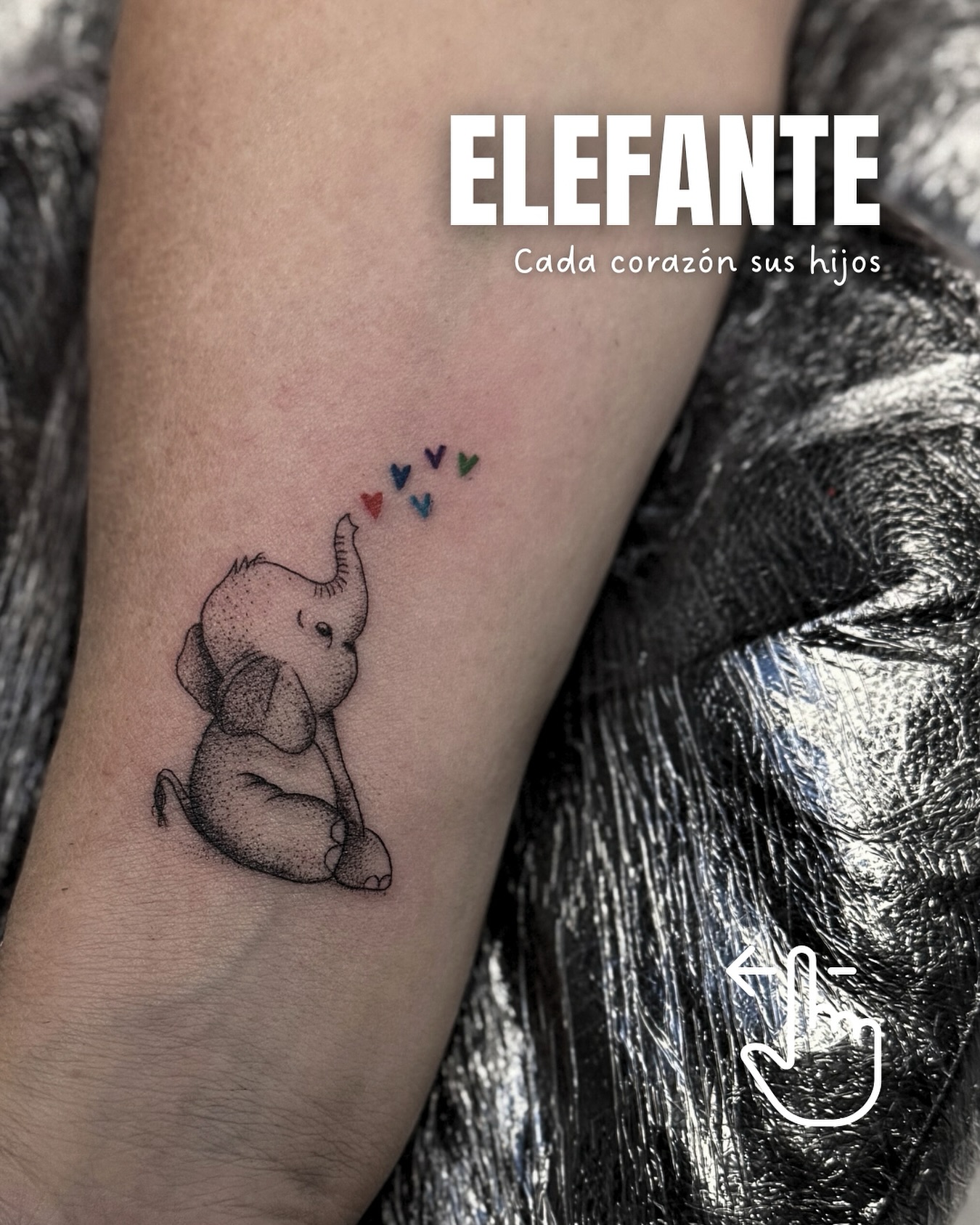 Elefantito y corazones