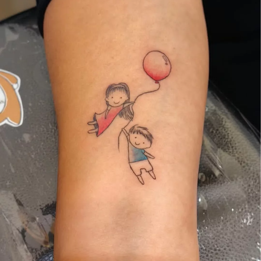 Pequeños hijos en hilo
