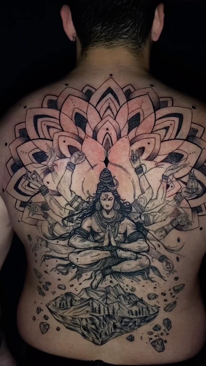 Spiritual Lotus Back Tattoo
