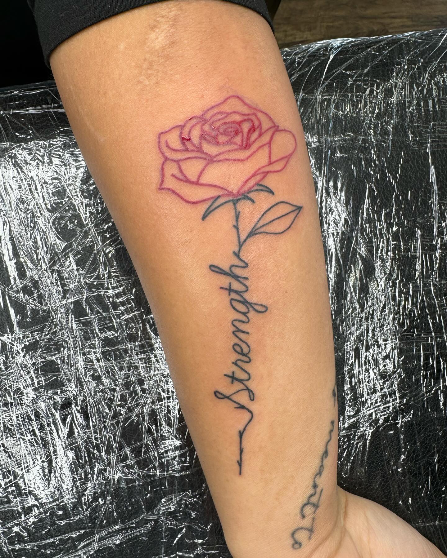 Strength Rose Tattoo