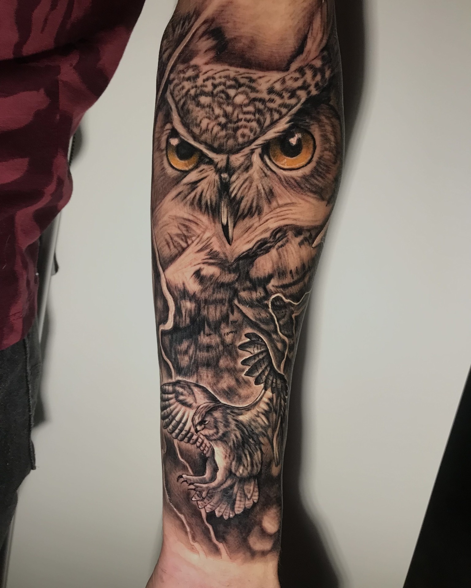 Striking Realistic Owl Sleeve