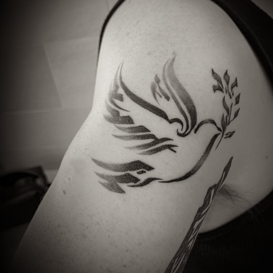 Stylized Dove with Olive Branch