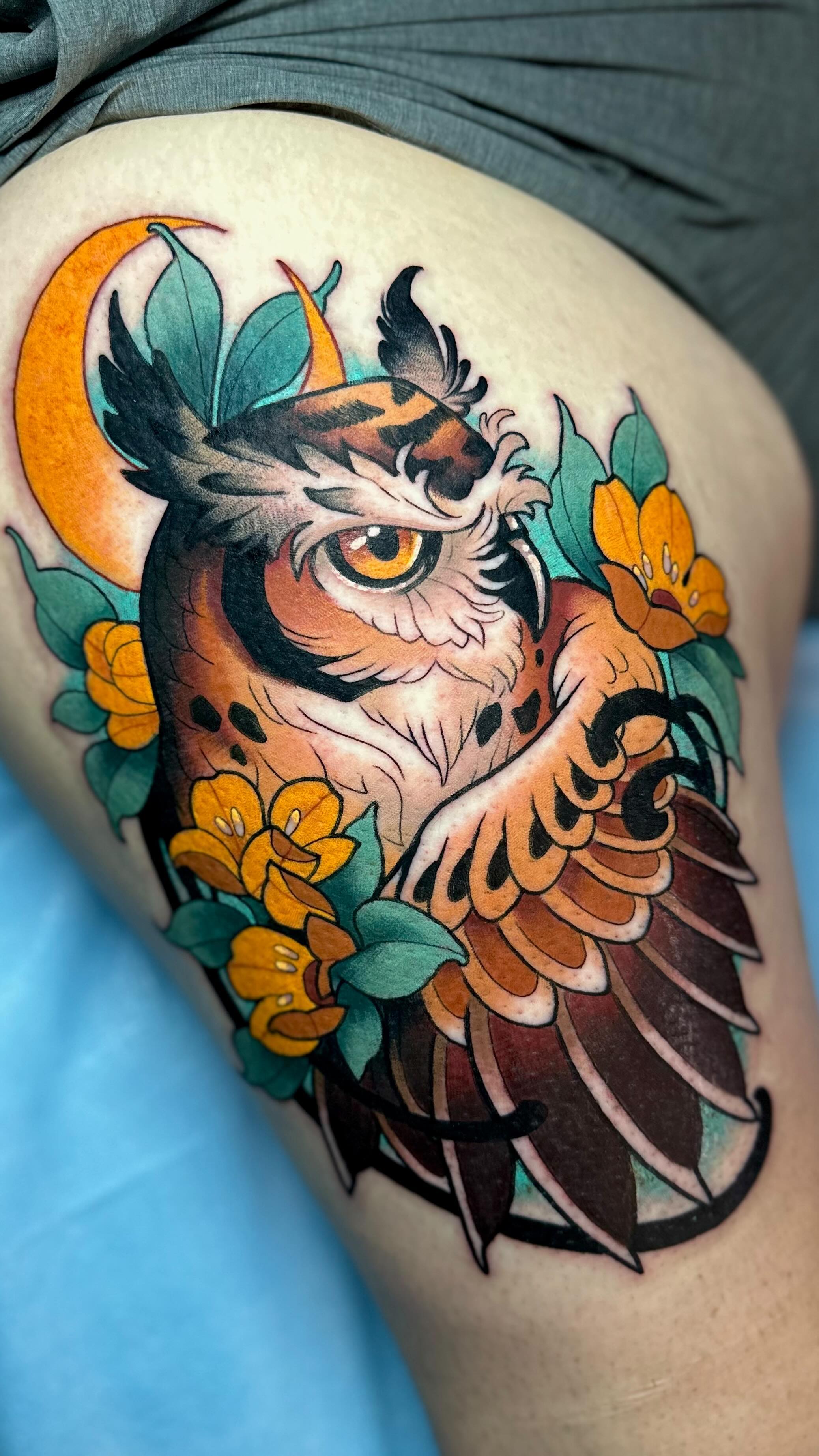 Stylized Owl and Moon