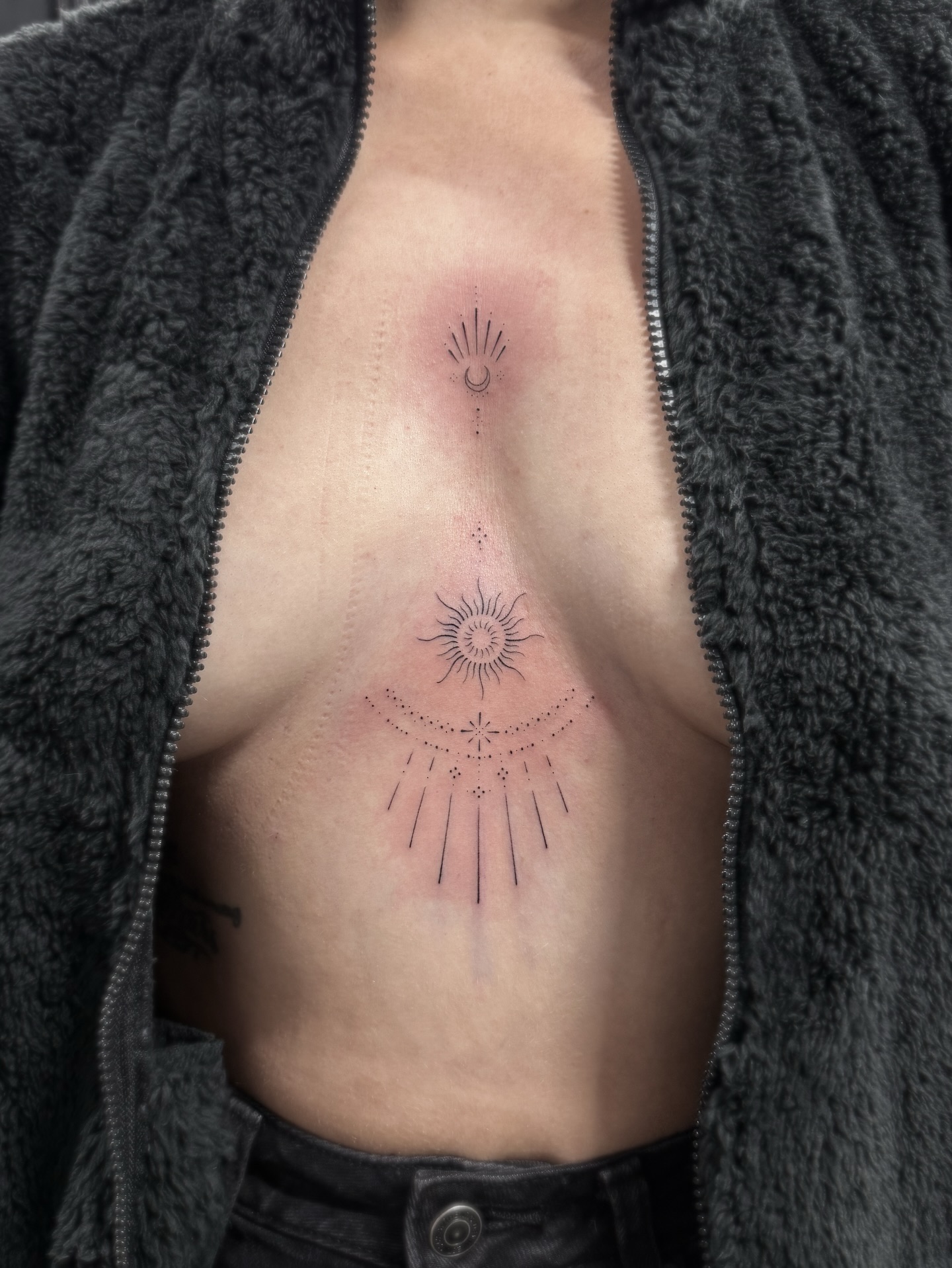 Sun Moon Dotwork Sternum