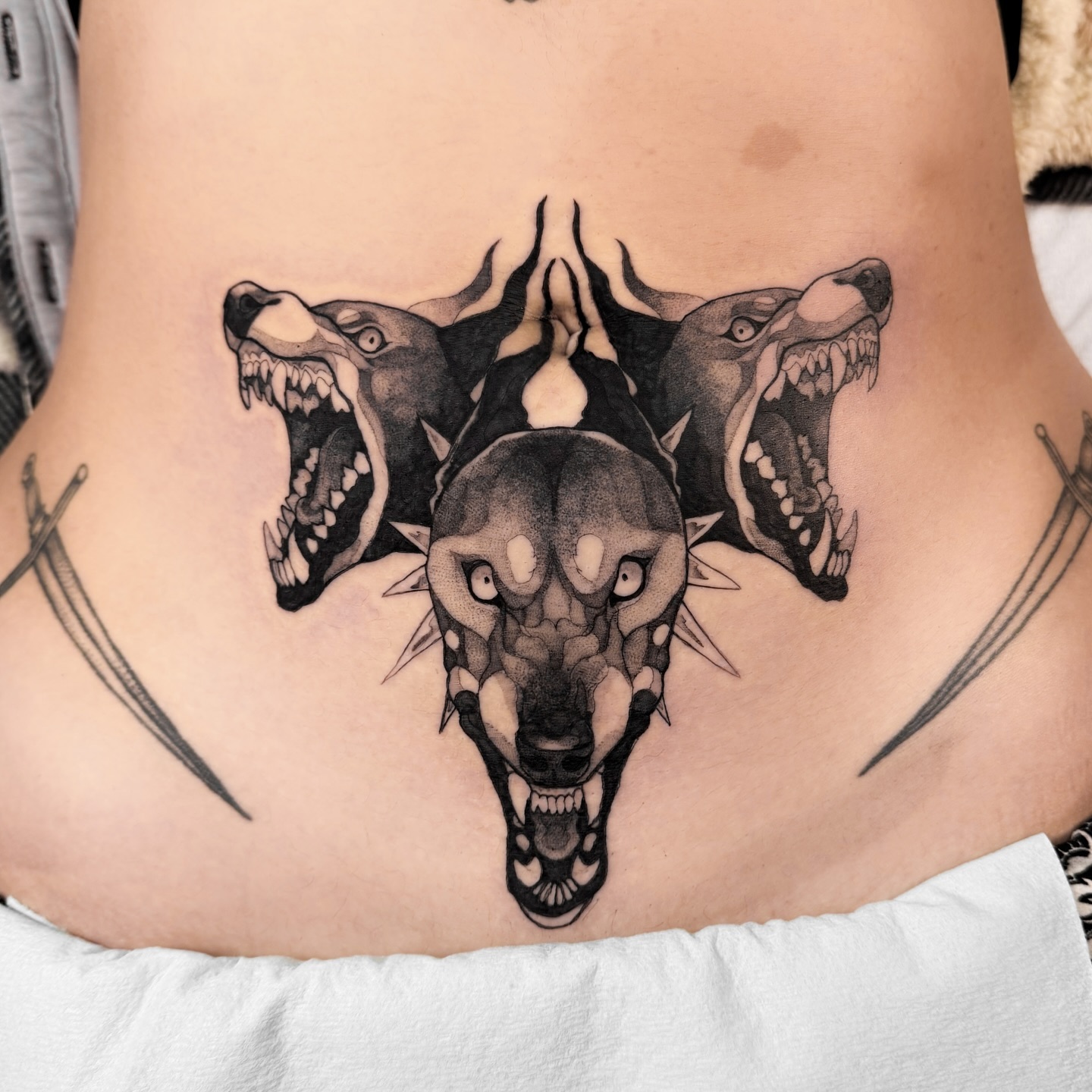 Three-Headed Wolf Tattoo