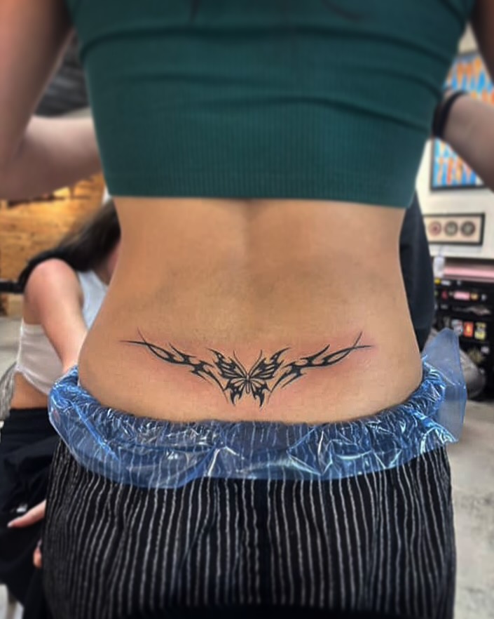 Tribal Butterfly Lowerback Tattoo